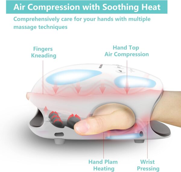 CINCOM hand massager with heat therapy & compression relieves arthritis, carpal tunnel pain & more. It's rechargeable, portable, & FSA/HSA eligible! Arthritis pain relief. Perfect gift for mom.