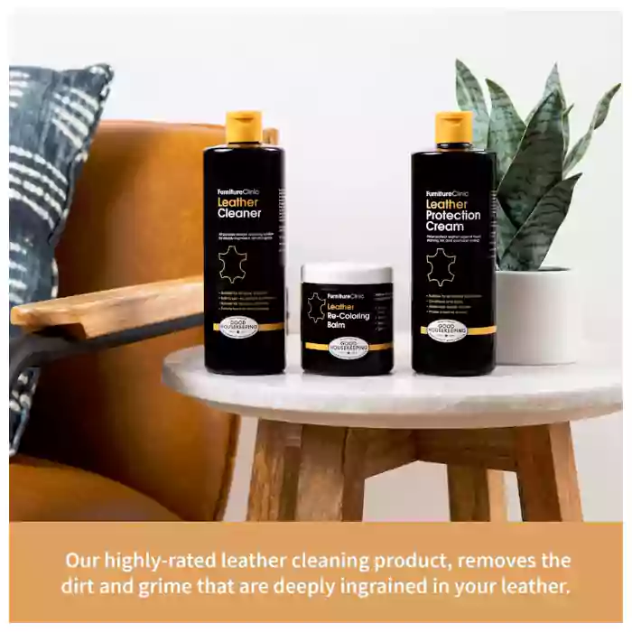 Furniture Clinic Leather Complete Restoration Kit | Includes Leather Recoloring Balm, Leather Cleaner, Protection Cream, Sponge & Cloth | Restores & Repairs (Dark Brown) 