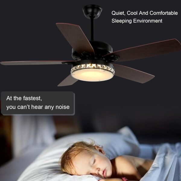 Elegant NEWHCTE Vintage Ceiling Fan with Light: Diamond Crystal lampshade, 3-color LED, remote control, reversible airflow & energy-saving!