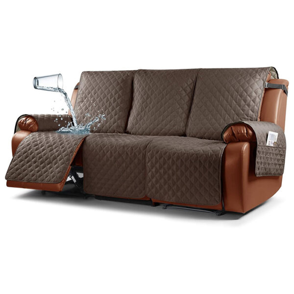 The Ruaozz Waterproof Couch Covers & Recliner Sofa Covers - 3 Seater offer 100% waterproof protection, a stay-put design with elastic straps, foam strips, a colloid backing, and a comfy feel. Machine washable, easy to install. Kids friendly. Pet friendly. Anti cat scratching. Couch guard. Recliner slipcovers. Best couch covers to hide worn leather.