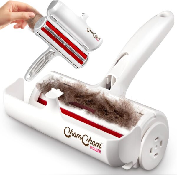 The ChomChom Roller Pet Hair Remover offers a self-cleaning, eco-friendly solution to cat hair removal. Effortlessly remove fur from furniture, clothes, bedding, & more with this reusable pet hair remover. Say goodbye to cat hair and hello to a cleaner home!