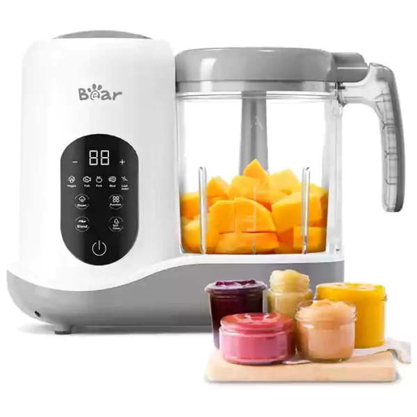 BEAR 2023 Baby Food Maker | One Step Baby Food Processor Steamer Puree Blender | Auto Cooking & Grinding | Baby Food Puree Maker with Self Cleans | Touch Screen Control, White