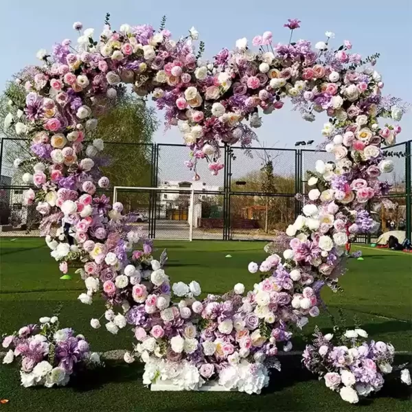 Luxury Rose Hydrangea Wedding Background Floral Arrangement With Love Heart Arch Frame Event Party Flowers Stan Decorative props