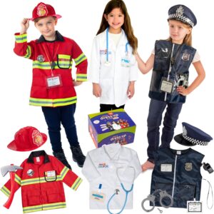 Encourage imaginative play with the Born Toys Toddler Dress Up Clothes Set. Includes police, doctor, and firefighter costumes with realistic accessories. Durable, washable, and perfect for boys and girls ages 3-7.