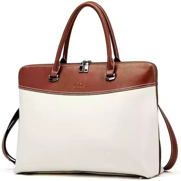 CLUCI Leather Briefcase for Women 15.6 Inch Laptop Business Vintage Slim Ladies Shoulder Bag