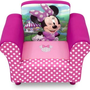 Discover the Disney Minnie Mouse Upholstered Chair by Delta Children—a comfy, durable, & stylish addition to any kids' room, perfect for ages 3-6!