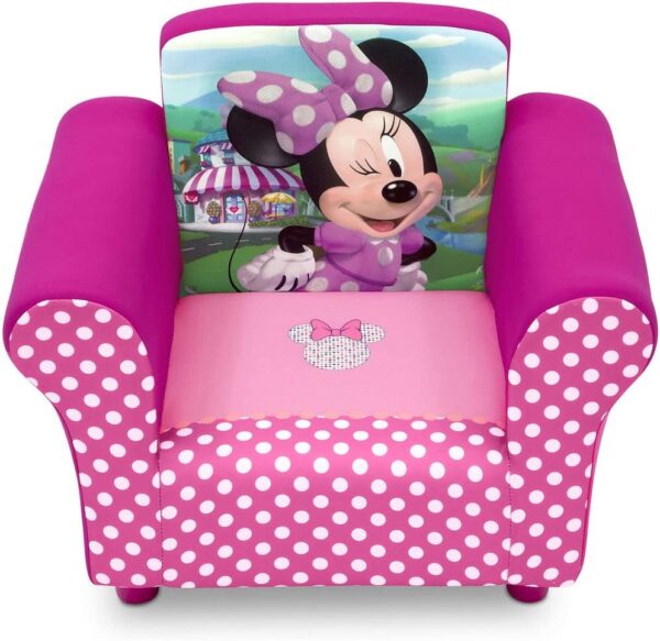 Discover the Disney Minnie Mouse Upholstered Chair by Delta Children—a comfy, durable, & stylish addition to any kids' room, perfect for ages 3-6!