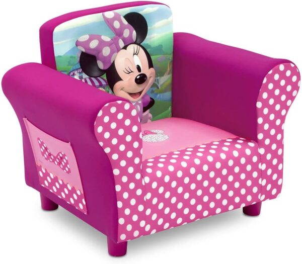 Discover the Disney Minnie Mouse Upholstered Chair by Delta Children—a comfy, durable, & stylish addition to any kids' room, perfect for ages 3-6!