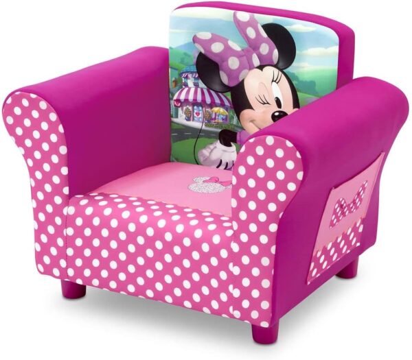 Discover the Disney Minnie Mouse Upholstered Chair by Delta Children—a comfy, durable, & stylish addition to any kids' room, perfect for ages 3-6!