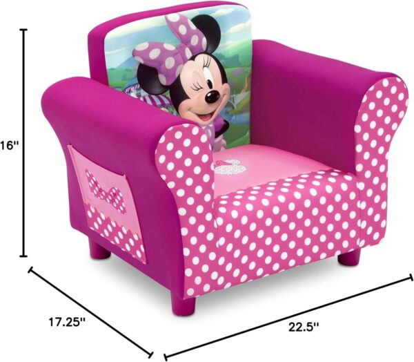 Discover the Disney Minnie Mouse Upholstered Chair by Delta Children—a comfy, durable, & stylish addition to any kids' room, perfect for ages 3-6!