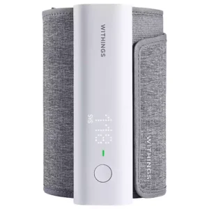 The Withings bpm Connect, a clinically accurate and FDA-cleared blood pressure monitor. This one-piece design features a comfortable cuff and an easy-to-read display with color-coded feedback. The Withings bpm Connect is FSA/HSA eligible and compatible with iOS & Android devices. Health monitor.