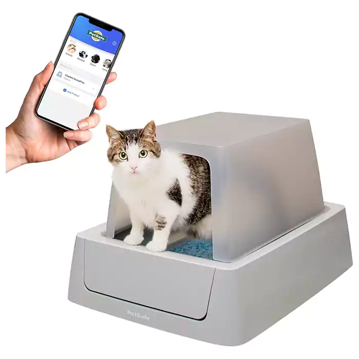 PetSafe ScoopFree Complete Smart Self-Cleaning Cat Litter Box with Front-Entry Hood - WiFi & App Enabled - Hands-Free with Included Disposable Crystal Tray - Less Tracking, Superior Odor Control