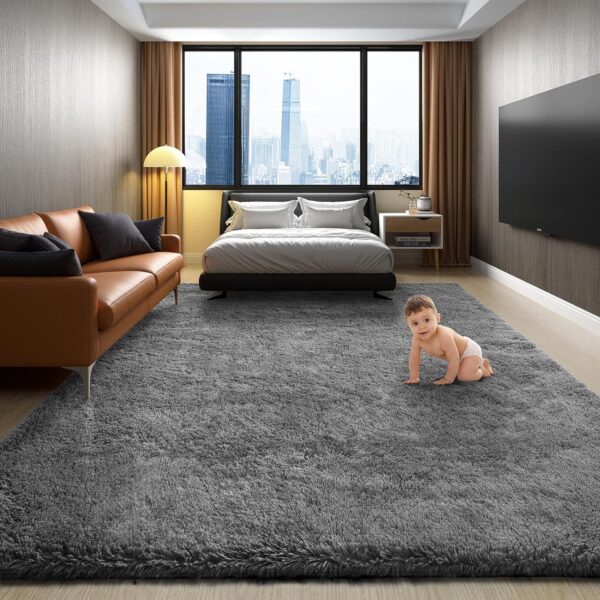 Transform your space with the Ophanie Area Rugs. Soft, cozy, non-slip, kid-friendly, and stylish addition to any room, it's perfect for bedrooms, living rooms, dorms, and nurseries. Easy to clean, affordable, and eco-friendly. Enjoy the ultimate comfort and style in your home. Indoor Floor Rug for Kids Girls Boys, Home Decor Aesthetic, Dorm Nursery Gray.