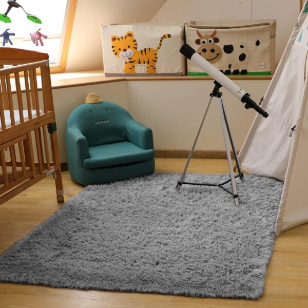 Transform your space with the Ophanie Area Rugs. Soft, cozy, non-slip, kid-friendly, and stylish addition to any room, it's perfect for bedrooms, living rooms, dorms, and nurseries. Easy to clean, affordable, and eco-friendly. Enjoy the ultimate comfort and style in your home. Indoor Floor Rug for Kids Girls Boys, Home Decor Aesthetic, Dorm Nursery Gray.