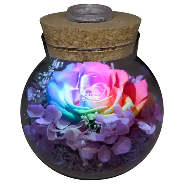 roliys Preserved Real Roses with Colorful Mood Light Wishing Bottle, Eternal Rose，Never Withered Flowers, Christmas Anniversary Valentine's Mother's Day, a Gifts for Women 4.3 inch 1pcs