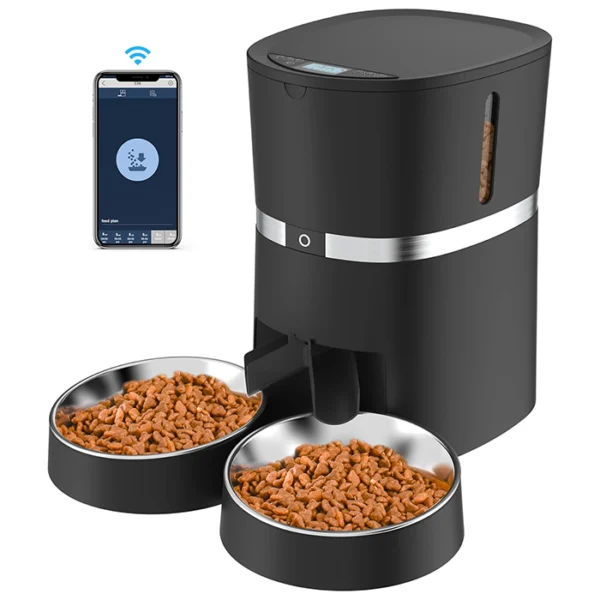 WellToBe Automatic Cat Feeder: Remote Feeding with Portion Control (WiFi, App, Dual Bowls) Feed your pets remotely & precisely! The WellToBe Automatic Cat Food Dispenser features WiFi, app control, dual food dispensing, portion control, voice recording, & alarms. Perfect for multi-pet homes & healthy eating!