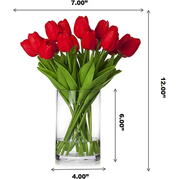 ENOVA HOME Artificial Flowers - Real Touch Tulips: Breathe life into your space! Bring long-lasting floral beauty indoors with ENOVA HOME's realistic artificial tulips. Crafted for a lifelike touch and appearance, these arrangements require minimal care and come in a stylish glass vase. Perfect for home decor, offices, or events! Vibrant & low-maintenance beauty. Artificial Plants.