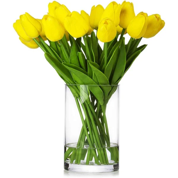 ENOVA HOME Artificial Flowers - Real Touch Tulips: Breathe life into your space! Bring long-lasting floral beauty indoors with ENOVA HOME's realistic artificial tulips. Crafted for a lifelike touch and appearance, these arrangements require minimal care and come in a stylish glass vase. Perfect for home decor, offices, or events! Vibrant & low-maintenance beauty. Artificial Plants.