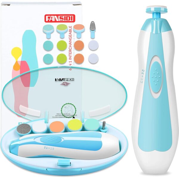 FANSIDI Baby Nail Trimmer Electric Kit offers safe, gentle electric filing for newborns, infants, & toddlers. Multiple heads, adjustable settings, & quiet operation. Complete baby nail care kit. Baby Nail Trimmer Electric Rechargeable. Electric Nail File Baby. Newborn baby essentials. Newborn Baby Gift Ideas.