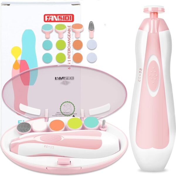 FANSIDI Baby Nail Trimmer Electric Kit offers safe, gentle electric filing for newborns, infants, & toddlers. Multiple heads, adjustable settings, & quiet operation. Complete baby nail care kit. Baby Nail Trimmer Electric Rechargeable. Electric Nail File Baby. Newborn baby essentials. Newborn Baby Gift Ideas.