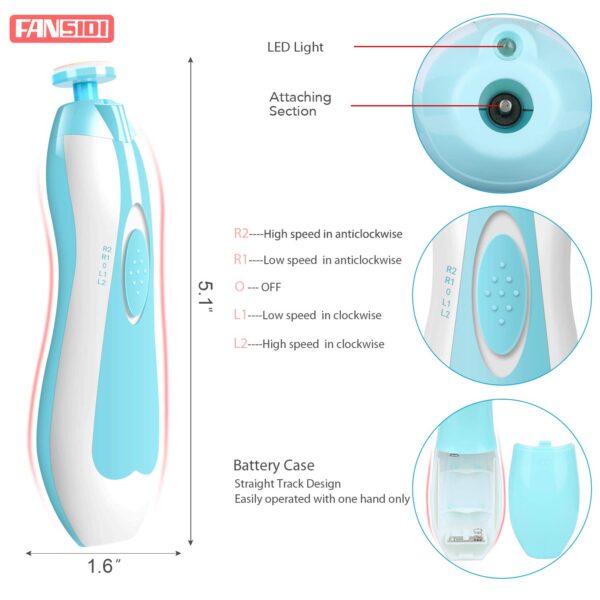 FANSIDI Baby Nail Trimmer Electric Kit offers safe, gentle electric filing for newborns, infants, & toddlers. Multiple heads, adjustable settings, & quiet operation. Complete baby nail care kit. Baby Nail Trimmer Electric Rechargeable. Electric Nail File Baby. Newborn baby essentials. Newborn Baby Gift Ideas.