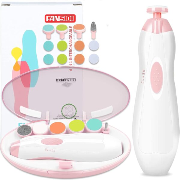 FANSIDI Baby Nail Trimmer Electric Kit offers safe, gentle electric filing for newborns, infants, & toddlers. Multiple heads, adjustable settings, & quiet operation. Complete baby nail care kit. Baby Nail Trimmer Electric Rechargeable. Electric Nail File Baby. Newborn baby essentials. Newborn Baby Gift Ideas.