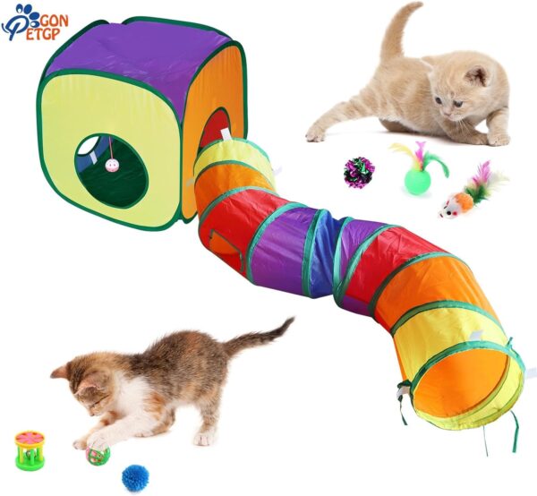 GONPETGP Cat Toy Variety Pack offers 23 engaging toys (feather wand, tunnel, balls, mice, & more) to stimulate hunting instincts, encourage exercise, & provide endless entertainment for indoor cats. Durable, safe, collapsible, & portable! Cat interactive toys. Perfect for indoor cats. Keep your feline friend happy & healthy!