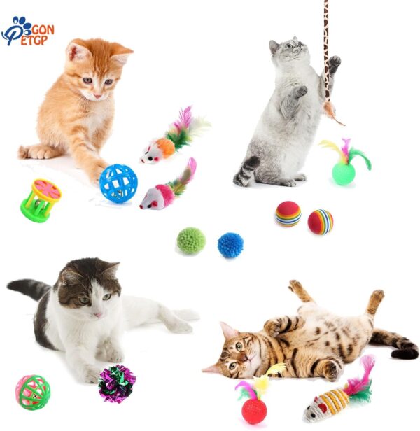 GONPETGP Cat Toy Variety Pack offers 23 engaging toys (feather wand, tunnel, balls, mice, & more) to stimulate hunting instincts, encourage exercise, & provide endless entertainment for indoor cats. Durable, safe, collapsible, & portable! Cat interactive toys. Perfect for indoor cats. Keep your feline friend happy & healthy!