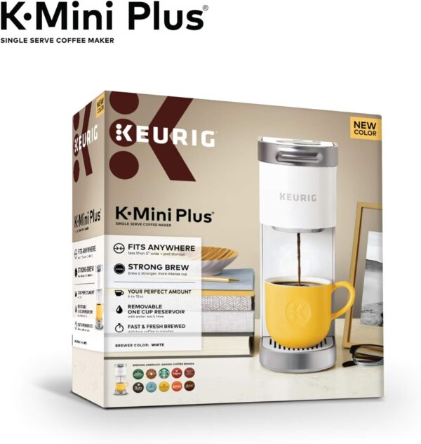 The Keurig K-Mini Plus  single-serve coffee maker brews delicious coffee in minutes, offers multiple cup sizes, and has a strong brew option. Compact size, built-in pod storage, & travel mug-friendly.5-inch Brewer, 6 to 12 Pound Brew Size, K-Cup Pods, and Cord Storage. Enjoy endless coffee, tea, & cocoa varieties! A coffee lover gifts.