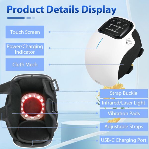 Ouvby Knee Massager uses heat & vibration to relieve knee pain, stiffness & improve circulation. It's adjustable, portable, rechargeable, & features an LED display. Knee pain relief. Arthritis pain relief. A perfect gift for mom.