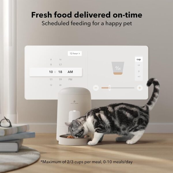 PETLIBRO Automatic Cat Feeder: Smart & Flexible Options (WiFi, App, Battery) Feed your cat consistently, even when you're away! PETLIBRO Automatic Cat Food Dispenser offers WiFi & app control (optional), a rechargeable battery (30-day life), a 2L capacity, timed feeding, & portion control. This smart cat feeder is perfect for busy owners & healthy eating!