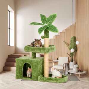 TSCOMON 31.5" Cat Tree Tower. This multi-level paradise features scratching posts, a cozy cat house, dangling toy, & comfy perches - all wrapped in soft plush. It's stylish, stable, & easy to assemble. Cat condo. Home decor. Cat stuff. Cat supplies.