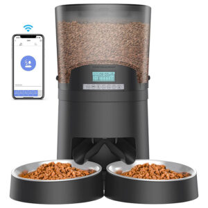 HoneyGuaridan automatic cat feeder for 2 cats features 2.4 GHz WiFi, app control, 6.5 L capacity, & portion control. Perfect for busy owners & cats with specific dietary needs! Multi-Cat Feeder. Cat Food Dispenser.  Smart Cat Feeder.