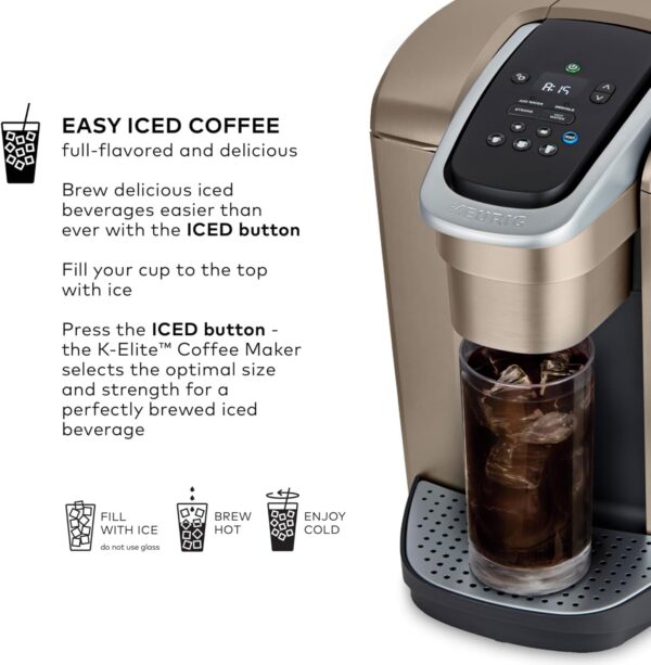 Brew your perfect cup with the Keurig K-Elite Single Serve K-Cup Pod Coffee Maker ! Custom sizes, bold brew, iced coffee, and hot water!