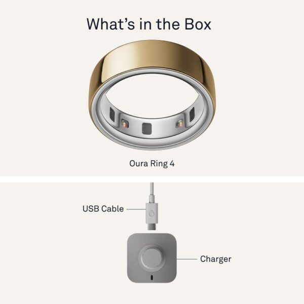 Track sleep, heart rate, and stress with the sleek Oura Ring 4 Gold Smart Ring. Stylish, durable, and smart with 8-day battery life.