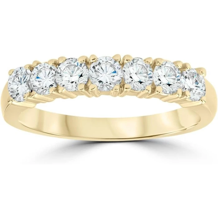Pompeii3 1ct Diamond Wedding Ring Anniversary 14k Yellow Gold 7-Stone Womens Band