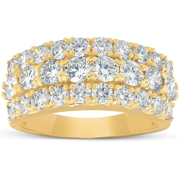 Pompeii3 2 3/4 Ct Diamond Anniversary Ring EX3 Lab Grown 14k Yellow Gold