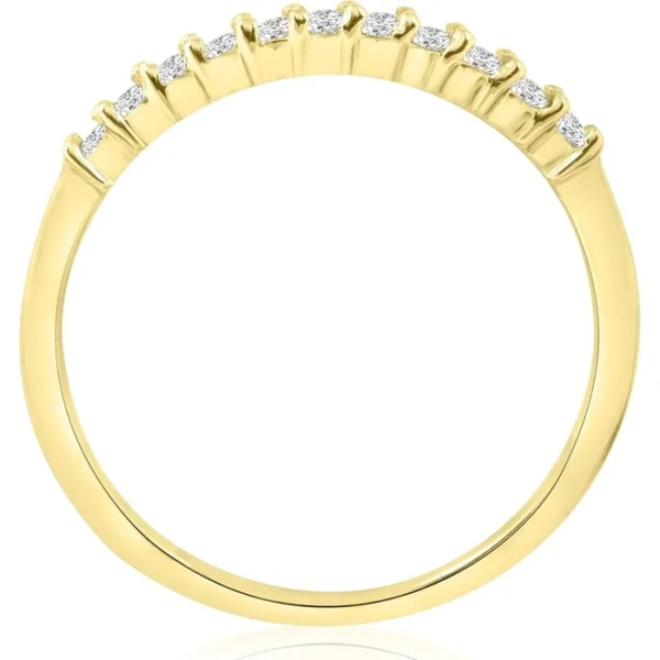 Discover the elegance of the Pompeii3 1/4ct 14K Yellow Gold Diamond Wedding Ring for Women, featuring round-cut diamonds in a stackable, timeless design.