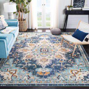 Discover the SAFAVIEH Madison Collection Area Rug - 8' x 10', featuring a Boho Chic Medallion Distressed Design, ideal for stylish, pet-friendly homes.