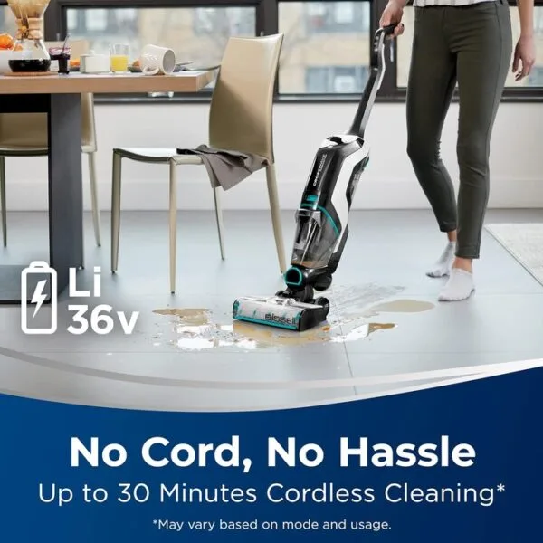 Revolutionize cleaning with the BISSELL CrossWave Cordless Max. Cordless, pet-friendly, and multi-surface, it vacuums and mops simultaneously.