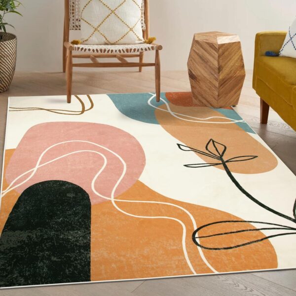 Upgrade your space with the Wonnitar Boho Minimalist Area Rug 5x7. Modern abstract design, machine washable, non-slip, and pet-friendly.