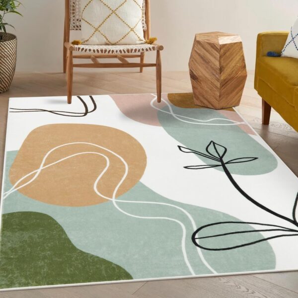 Upgrade your space with the Wonnitar Boho Minimalist Area Rug 5x7. Modern abstract design, machine washable, non-slip, and pet-friendly.