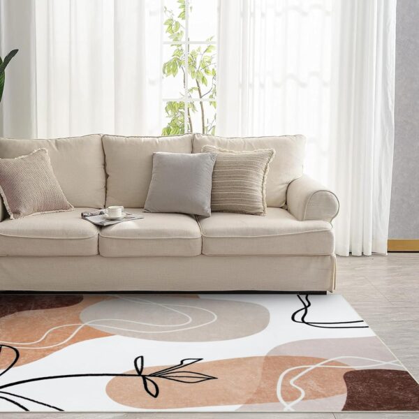 Upgrade your space with the Wonnitar Boho Minimalist Area Rug 5x7. Modern abstract design, machine washable, non-slip, and pet-friendly.