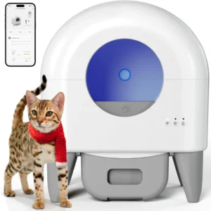 Fumoi M4 self-cleaning litter box: app control, safety sensors, 95L drum, ultra-quiet, multi-cat. Shop now at HomeWell-Being.