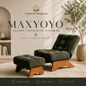 Discover the MAXYOYO Accent Chair with Ottoman, featuring an adjustable backrest and footrest for stylish, cozy reading and relaxing.
