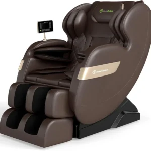 Real Relax Full Body Massage Chair of Dual-Core S Track,Shiatsu Massage Recliner of Zero Gravity with APP and LCD Control, Bluetooth, Home or Office Use, Brown